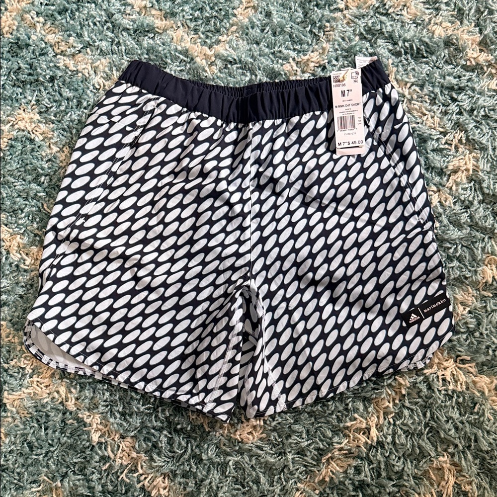 Black & White Adidas Patterned Athletic Shorts